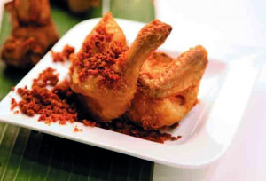 Ayam Goreng Bumbu or Fried Chicken with Blue Ginger Floss (Image ...