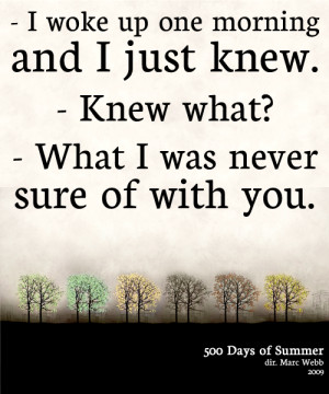 Summer: I woke up one morning and I just knew.Tom: Knew what?Summer ...