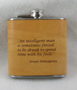 ... Sale 20% OFF Hemmingway Flask with Hand Dyed Engraved Leather Wrap