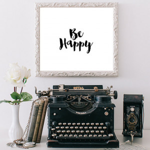 Be Happy Quote Print INSTANT DOWNLOAD, Printable wall art decor poster ...