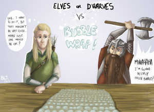 Legolas and Gimli VS Bubble Wrap by BlackLemonJuice