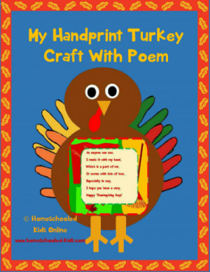 Download Here for FREE - Handprint Turkey Craft With Poem
