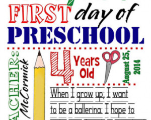 day of school subway sign dig ital download personalized preschool ...