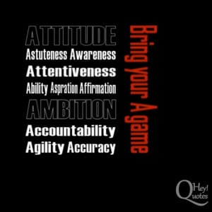 ... Ambition Accountability Agility Accuracy – Bring your A game