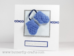 winter gloves handmade christmas card blue merry christmas 6f2732c5
