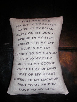 Linen Pillow with LOVE Quote.