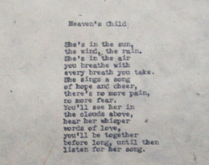 Poem Heaven's Child Loss of Child Baby Girl Death Grief Bereavement ...