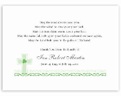 This bereavement thank you note features and irish cross with a ...