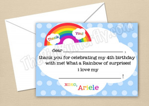 ... girl birthday rainbow party rainbow party custom thank you card