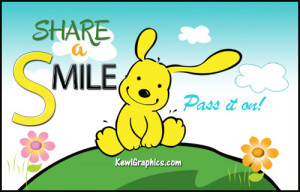 Share A Smile Pass It on Facebook Graphic