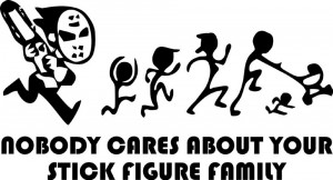 Nobody Cares Stick Figure Decal Detail