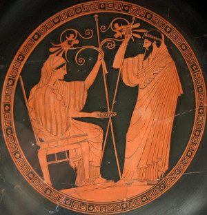 Hera and Prometheus - Red-figured bell krater from Etruria of Hera and ...