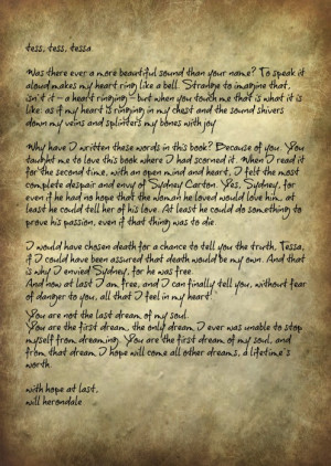 flippage:Will Herondale’s Letter to Tessa'I would have chosen death ...