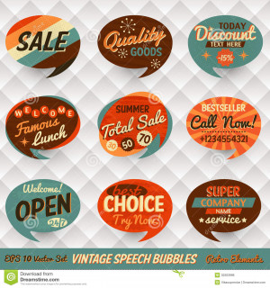 Royalty Free Stock Image: Vintage Speech Bubbles Cards