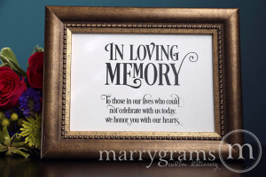 Memory Sign Table Card - Wedding Reception Seating Signage - Family ...