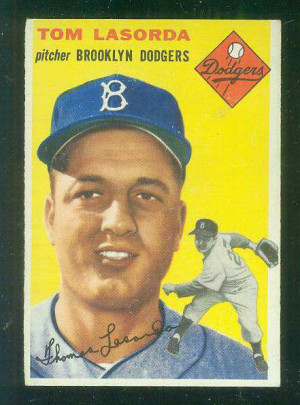 1954 Topps #132 Tom Lasorda ROOKIE [#b] (Brooklyn Dodgers) Baseball ...