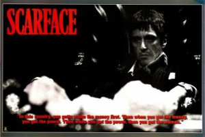 scarface poster at desk w coke Image