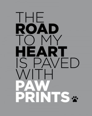 Heart is Paved With Paw Prints (Gray) Art Print: Cat Paw, Dogs Quotes ...