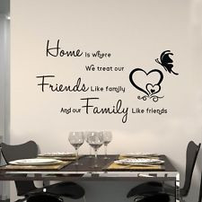 Heart HOME FRIENDS LIKE FAMILY Quote Art Wall Stickers Decal Decor USA ...