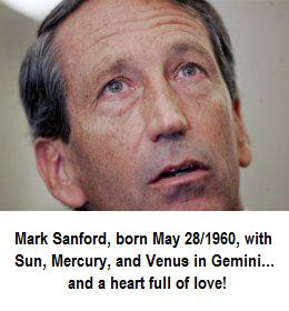 Mark Sanford,born May 28 1960 with Sun,Mercury and Venus In Gemini and ...