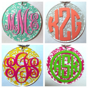 Monogrammed Damask Pattern Keychain - Tons of Colors and Monogram ...