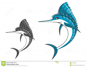 Big Blue Marlin Cartoon Style For Mascot Fishing Sport Design