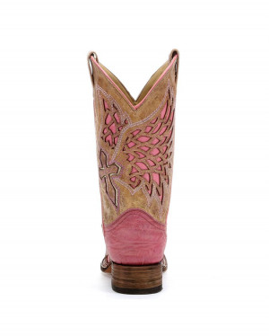 Pink Square Toe Cowboy Boots for Women