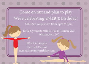 Gymnastic Birthday Invitation Templates
