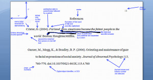 screenshot of the elements of an APA citation