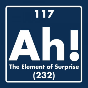 AH! THE ELEMENT OF SURPRISE T-SHIRT (WHITE INK)