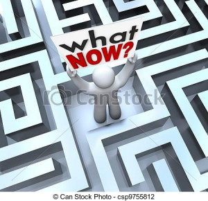 Illustration - What Now Confused Person Holding Sign Lost in Maze ...