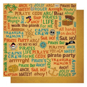 ... Collection - 12 x 12 Double Sided Glitter Paper - Pirate's Life Words