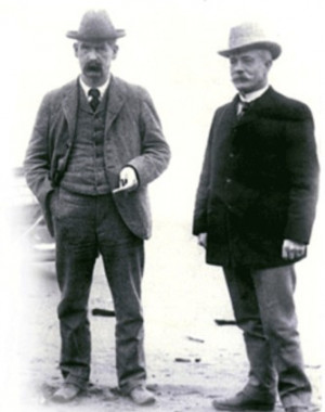 John Clum (right) and Wyatt Earp in Nome, Alaska in 1900.