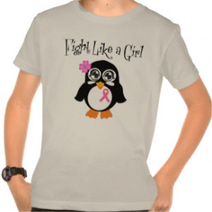 Breast Cancer Penguin - Fight Like a Girl T-shirt