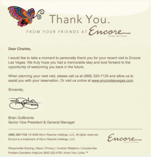 Simple Thank You Note Encore thank you note