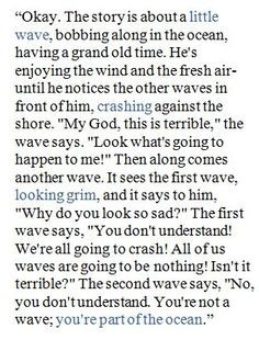 Tuesdays With Morrie quote ~ Story about a little wave More
