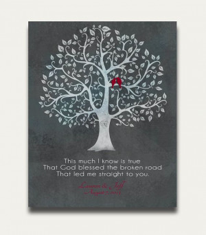 ... Name Tree Love Birds Wedding Gift YOUR CUSTOM QUOTE Unique Art