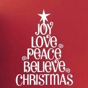 Joy, love, peace, believe, christmas