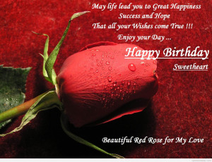 Red rose wallpaper Happy birthday my dear quote