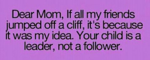 Dear mom if all my friends jumped off a cliff
