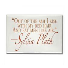 Plath Redheaded Quote Rectangle Magnet for
