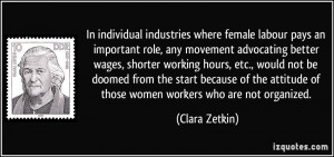 ... individual industries where female labour pays an important role