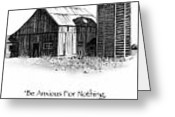 Pencil Drawing of Old Barn with Bible Verse Greeting Card by Joyce ...