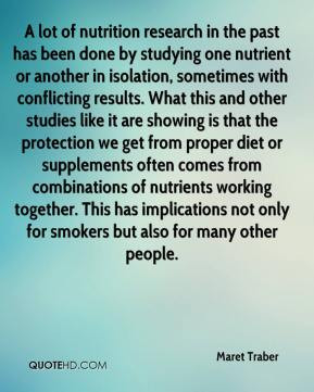 nutrition research in the past has been done by studying one nutrient ...