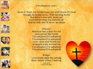 Sing Time PowerPoint slide for verse two of “I’m Adopted.”
