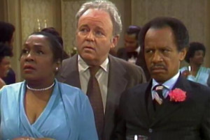 Louise Jefferson (played by Isabel Sanford, left) in scene from 