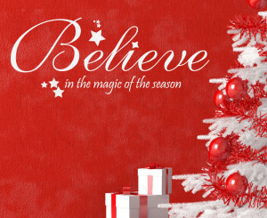 ... -Quote-Vinyl-Sticker-Art-Lettering-Large-Believe-Christmas-Holiday-C5