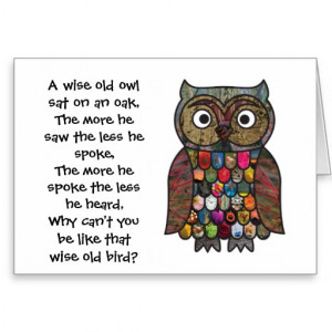 Patchwork Owl Card with Quote / Poem