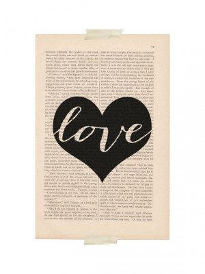 calligraphy wall decor black heart LOVE by ExLibrisJournals, $9.00