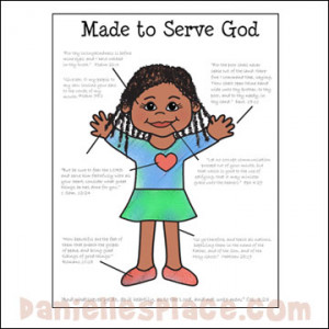 Made to Serve God Coloring Sheet for God Made Me Bible Lesson from www ...